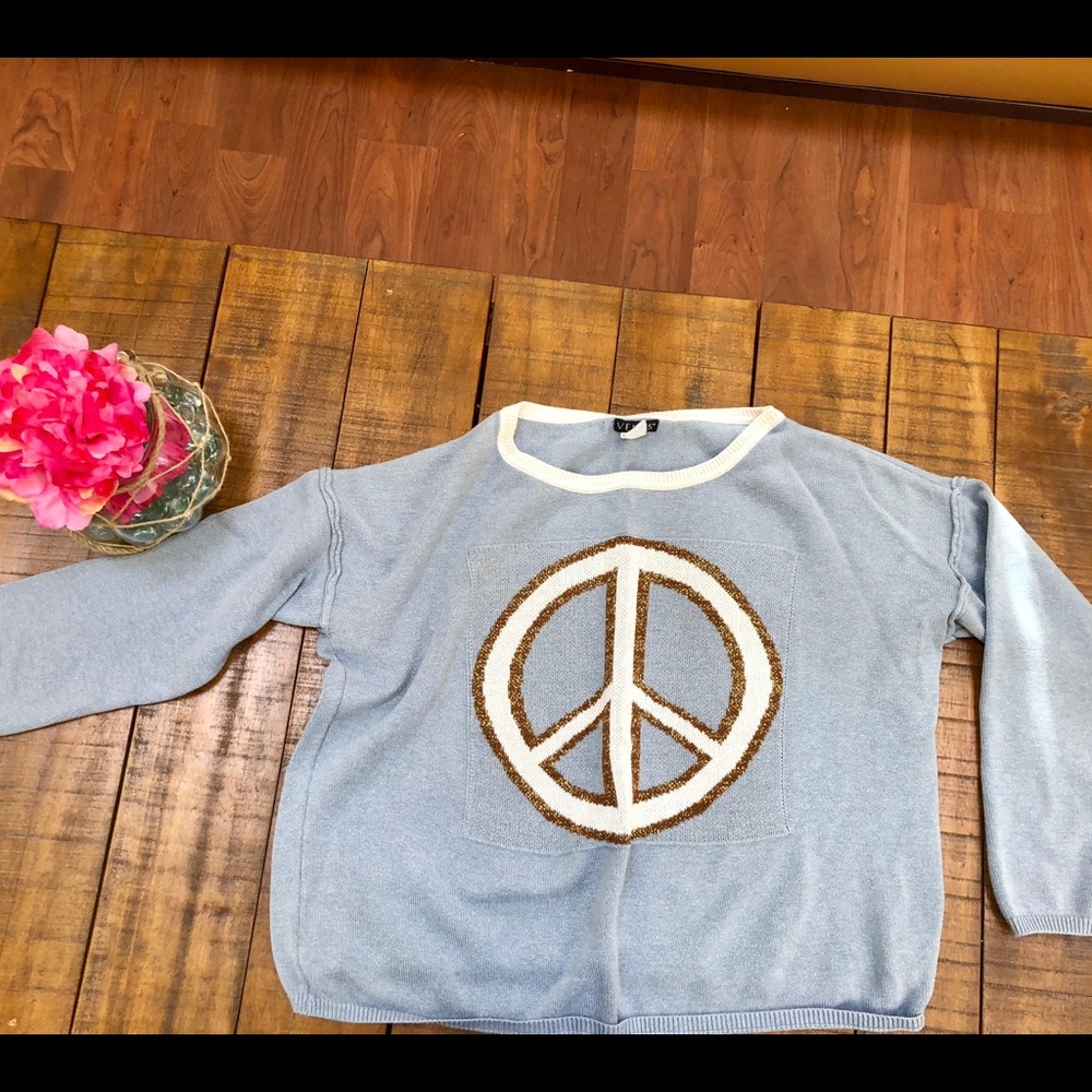Peace Sign Sweater; gently worn